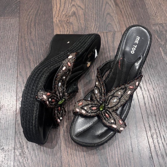 me too Shoes - Me Too Black Sandals with Embellished Butterfly